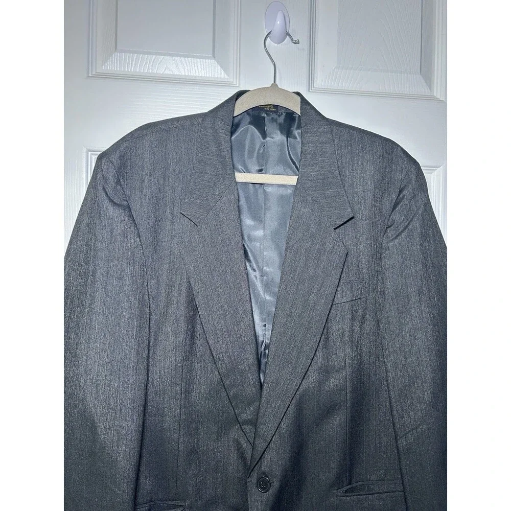 Carlo Briani Vintage Men’s Blazer Dark Grey Light Pinstripe Size 42R